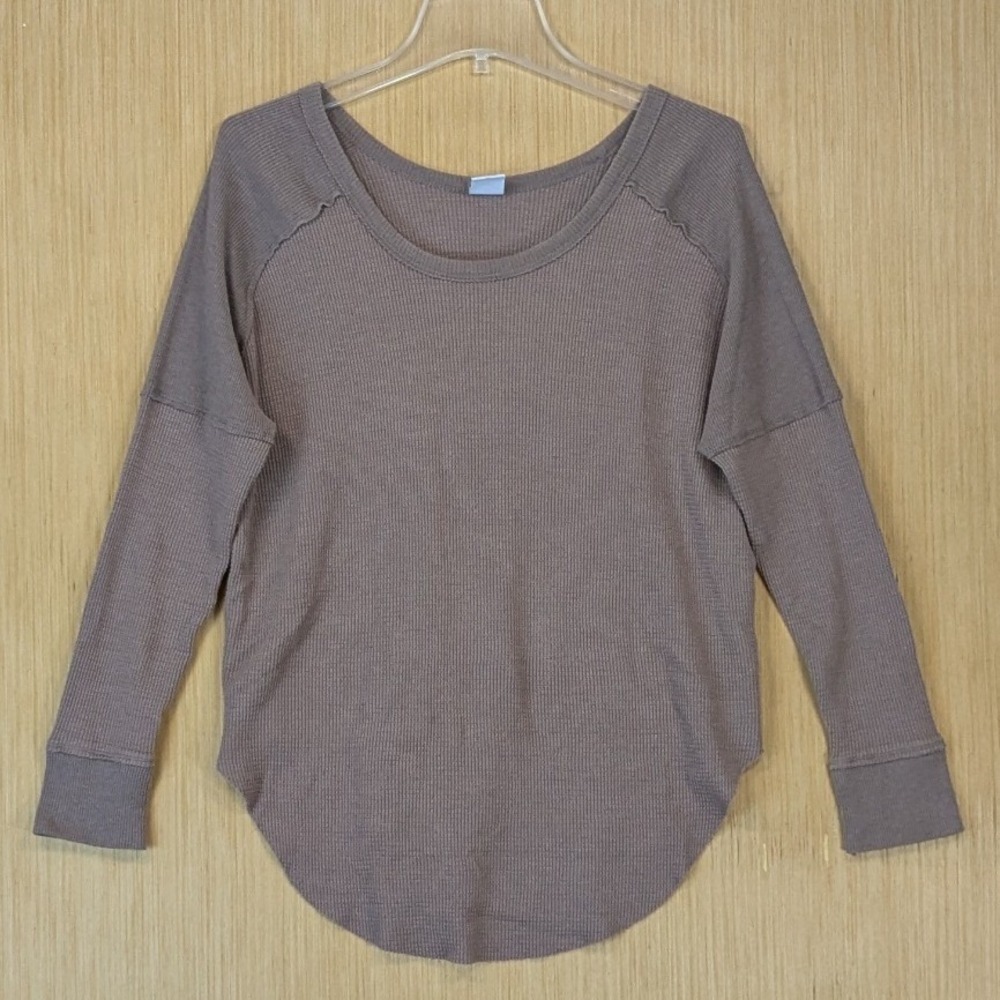 Tna Thermal Waffle Knit Shirt Women's‎ Small Brown Mauve Relaxed Fit Casual